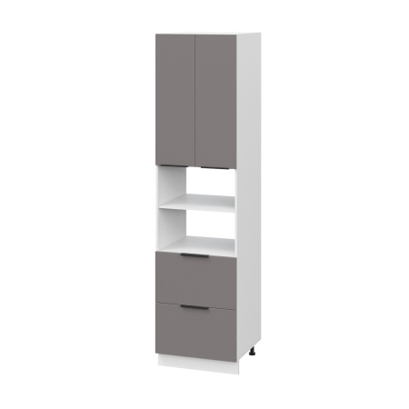 Пенал (премьер) ПД600Н-22Я Корпус: ЛДСП белый 16мм; фасад: фрезеровка Оливия, МДФ моно брауни 16 мм