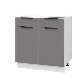 Шкаф нижний с ящиками ШН2Я 800 Корпус: ЛДСП белый 16мм; фасад: фрезеровка Оливия, МДФ моно брауни 16 мм