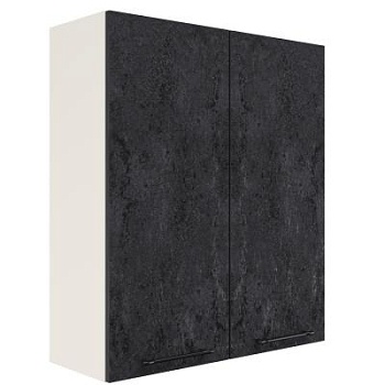 Шкаф верхний (премьер) ШВ 800Н Корпус: ЛДСП белый 16мм; фасад: фрезеровка Нувель, МДФ бетон черный 16мм