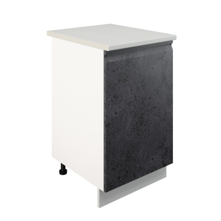 Шкаф нижний ШН 500 Корпус: ЛДСП белый 16мм; фасад: фрезеровка Бруклин, МДФ бетон черный 16мм