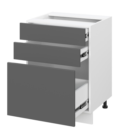 Шкаф нижний с ящиками ШН3Я 600 Барселона белый массив (МДФ 16мм МС София)