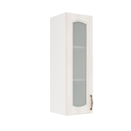 Шкаф верхний со стеклом (премьер) ШВС 300Н Корпус: ЛДСП белый 16мм; фасад: фрезеровка Гренада, МДФ сандал 16мм