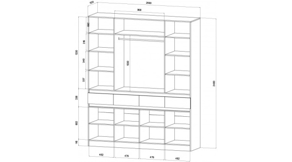 Ленора Шкаф 4х ств Дуб вотан / Графит