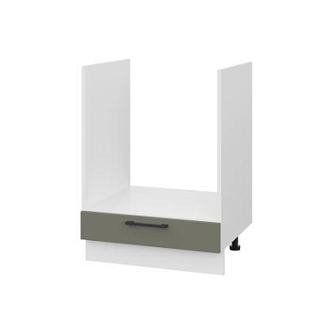 Шкаф нижний духовой ШНД 600 Корпус: ЛДСП белый 16мм; фасад: фрезеровка Кельн, МДФ софт лайт хаки 16 мм