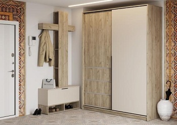 Модульная прихожая БОХО Дуб Крафт серый / Кашемир (ЛДСП)