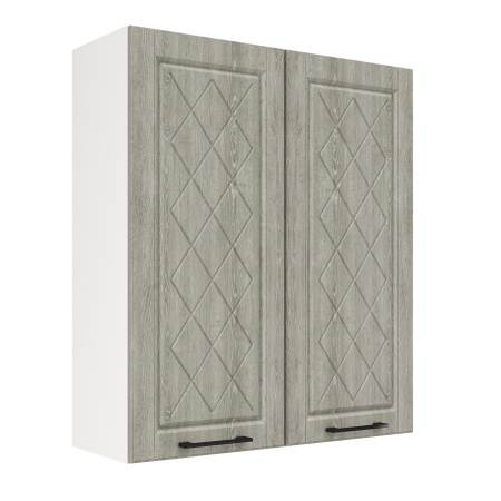 Шкаф верхний (премьер) ШВ 800Н Корпус: ЛДСП белый 16мм; фасад: фрезеровка Барселона, МДФ седой клен 16мм