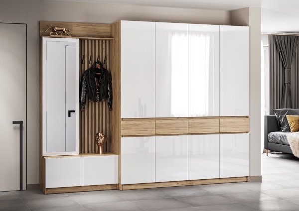 мс для прихожей Стоуби ШК-2000 дуб крафт золотой/глянец белый