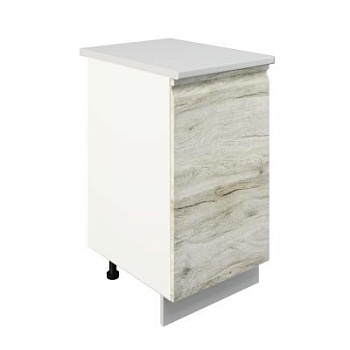 Шкаф нижний ШН 450 Корпус: ЛДСП белый 16мм; фасад: фрезеровка Бруклин, МДФ клен скандинавский 16 мм