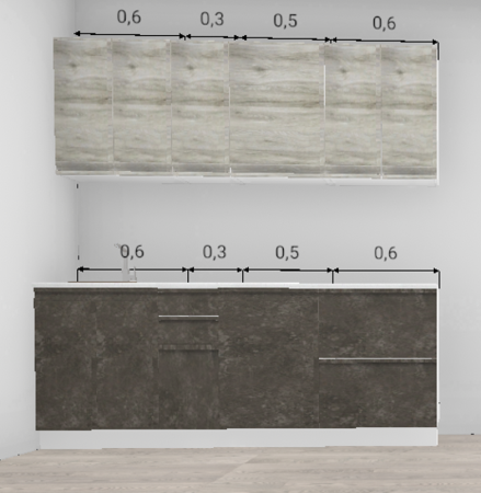 Кухня Бруклин Бетон коричневый низ / Клен скандинавский 2,0 м (10748) Кухня Бруклин Бетон коричневый низ / Клен скандинавский 2,0 м (10748)