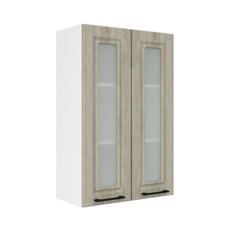 Шкаф верхний со стеклом (премьер) ШВС 600Н Корпус: ЛДСП белый 16мм; фасад: фрезеровка Барселона, МДФ седой клен 16мм Шкаф верхний со стеклом (премьер) ШВС 600Н Корпус: ЛДСП белый 16мм; фасад: фрезеровка Барселона, МДФ седой клен 16мм