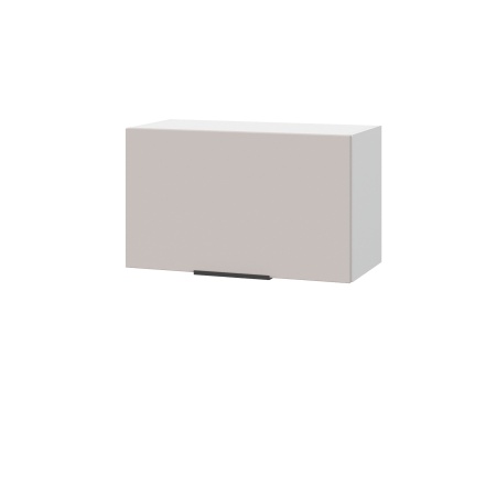 Шкаф верхний горизонтальный ШВГ 600 Корпус: ЛДСП белый 16мм; фасад: фрезеровка Оливия, МДФ сиена тауп 16 мм