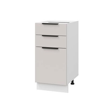 Шкаф нижний с ящиками ШН3Я 400 Корпус: ЛДСП белый 16мм; фасад: фрезеровка Оливия, МДФ моно керамика 16 мм