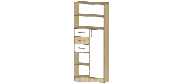 Шкаф стеллаж Буратино Дуб Сонома / Белый