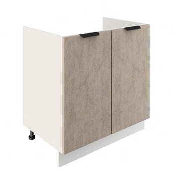 Шкаф нижний под мойку ШНМ 800 Корпус: ЛДСП белый 16мм; фасад: фрезеровка Норд, МДФ камень беж 16 мм