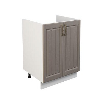 Шкаф нижний под мойку ШНМ 600 Корпус: ЛДСП белый 16мм; фасад: фрезеровка Лондон, МДФ дуб графит 16мм