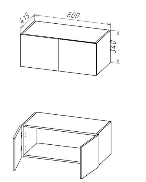 БОСТОН ЛАЙТ Антресольная секция Корпус - Дуб Крафт золотой К003  Фасад ЛДСП - Белый (Гладкий)