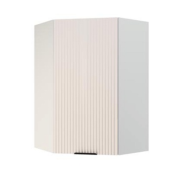 Шкаф верхний угловой (премьер)  ШВУ 600Н Корпус: ЛДСП белый 16мм; фасад: фрезеровка Норд Line, МДФ софт даймонд 16 мм