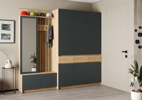 мс для прихожей Стоуби ШК-1500 дуб крафт золотой/серый графит
