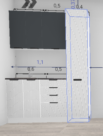 Кухня Норд Line даймонд / Софт смок 1,1 м + пенал 400 (4600)