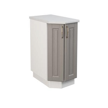 Шкаф нижний торцевой ШНТ 360 Корпус: ЛДСП белый 16мм; фасад: фрезеровка Лондон, МДФ дуб графит 16мм