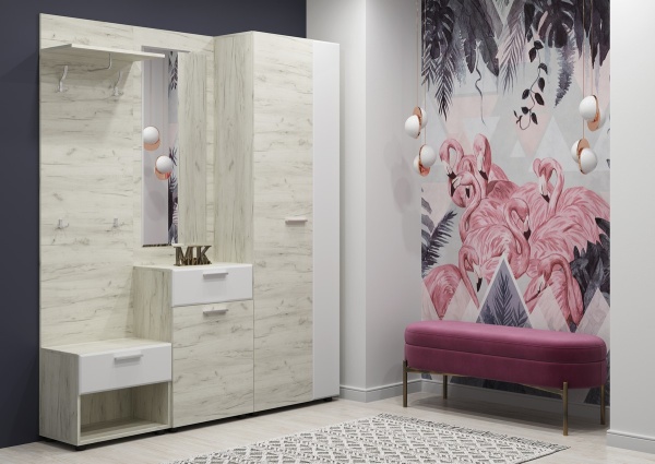 Модульная прихожая Сафари Дуб крафт белый / Белый Софт