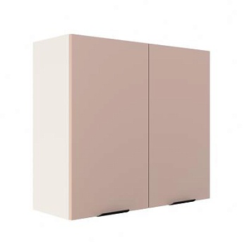 Шкаф верхний ШВ 800 Корпус: ЛДСП белый 16мм; фасад: фрезеровка Норд, МДФ софт какао 16 мм