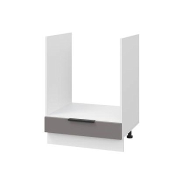 Шкаф нижний духовой ШНД 600 Корпус: ЛДСП белый 16мм; фасад: фрезеровка Оливия, МДФ моно брауни 16 мм