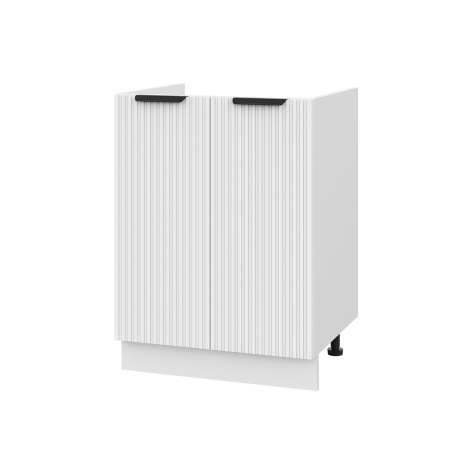 Шкаф нижний под мойку ШНМ 600 Корпус: ЛДСП белый 16мм; фасад: фрезеровка Норд Line, МДФ софт пломбир 16 мм