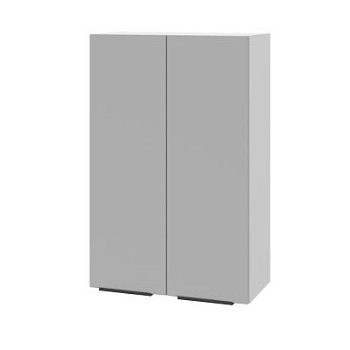 Шкаф верхний (премьер) ШВ 600Н Корпус: ЛДСП белый 16мм; фасад: фрезеровка Оливия, ЛДСП серый софт 16 мм