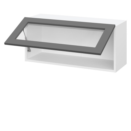 Шкаф верхний горизонтальный со стеклом ШВГС 800 Барселона белый массив (МДФ 16мм МС София)