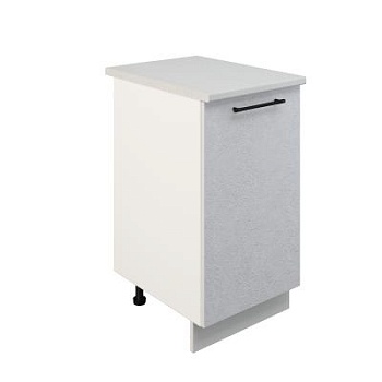 Шкаф нижний ШН 450 Корпус: ЛДСП белый 16мм; фасад: фрезеровка Нувель, МДФ бетон белый 16мм