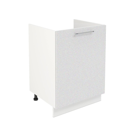 Шкаф нижний под мойку ШНМ 600-1 Корпус: ЛДСП белый 16мм; фасад: фрезеровка Олива, МДФ металлик белый 16мм