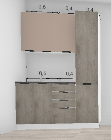 Кухня Норд Камень беж низ / Софт латте верх 1,0 м + пенал 400 (10564) Кухня Норд Камень беж низ / Софт латте верх 1,0 м + пенал 400 (10564)