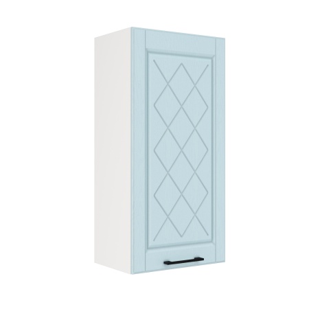 Шкаф верхний (премьер) ШВ 450Н Корпус: ЛДСП белый 16мм; фасад: фрезеровка Барселона, МДФ голубой тик 16мм