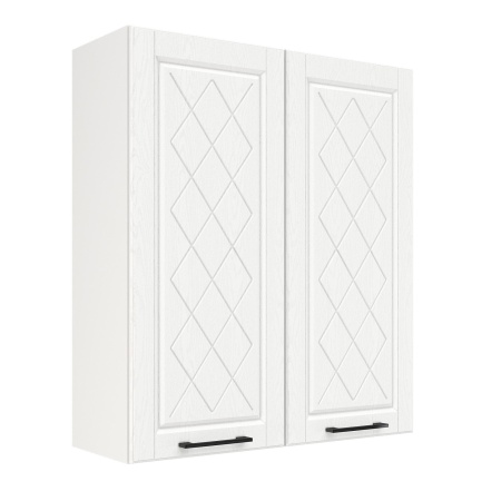 Шкаф верхний (премьер) ШВ 800Н Корпус: ЛДСП белый 16мм; фасад: фрезеровка Барселона, МДФ белое дерево 16мм