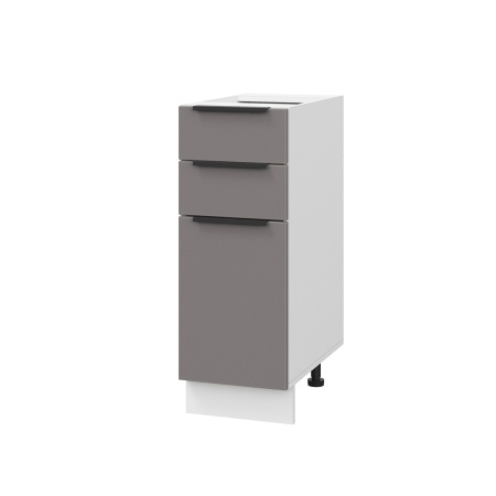 Шкаф нижний с ящиками ШН3Я 300 Корпус: ЛДСП белый 16мм; фасад: фрезеровка Оливия, МДФ моно брауни 16 мм