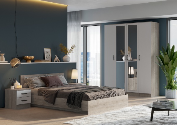 мс для спальни Ронда КР-080 (без основания) Дуб крафт серый / Дуб крафт серый