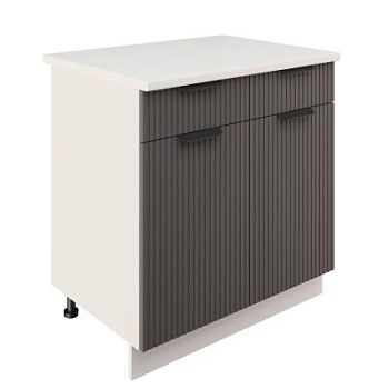 Шкаф нижний с ящиками ШН2Я 800 Корпус: ЛДСП белый 16мм; фасад: фрезеровка Норд Line, МДФ софт смок 16 мм