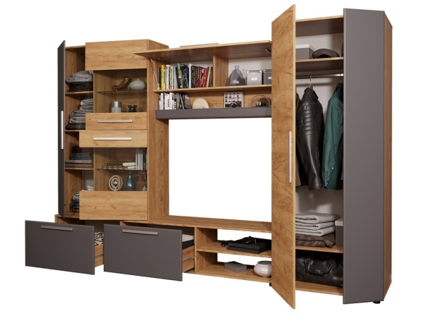 САФАРИ НМ Стенка (Комплект) Дуб Крафт золотой / Графит Софт