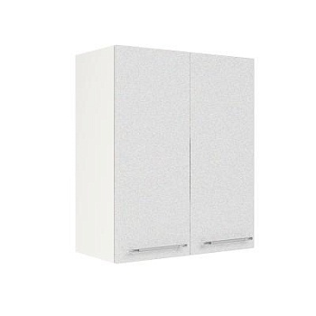 Шкаф верхний ШВ 600 Корпус: ЛДСП белый 16мм; фасад: фрезеровка Олива, МДФ металлик белый 16мм