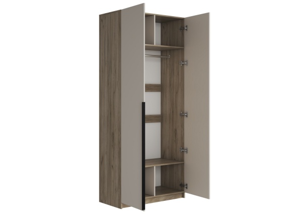 БОХО Шкаф ШК-001 (Шкаф со штангой, 2-ств.) Дуб крафт серый / Кашемир