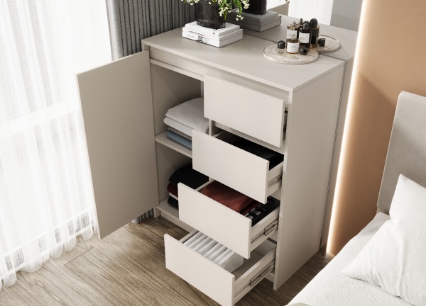МИРЕН Комод КМ-002 Корпус - Кашемир 5981 BS  Фасад МДФ - матовая Моно керамика