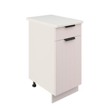 Шкаф нижний с ящиком ШН1Я 400 Корпус: ЛДСП белый 16мм; фасад: фрезеровка Норд Line, МДФ софт пломбир 16 мм Шкаф нижний с ящиком ШН1Я 400 Корпус: ЛДСП белый 16мм; фасад: фрезеровка Норд Line, МДФ софт пломбир 16 мм