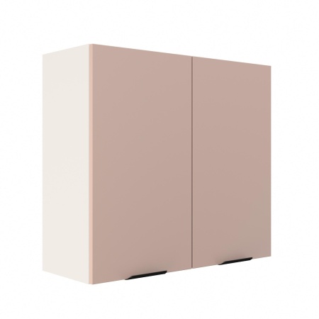 Шкаф верхний ШВ 800 Корпус: ЛДСП белый 16мм; фасад: фрезеровка Норд, МДФ софт какао 16 мм