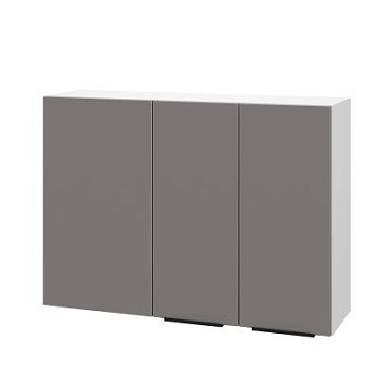 Шкаф верхний угловой ШВУП 1000 Корпус: ЛДСП белый 16мм; фасад: фрезеровка Оливия, МДФ моно брауни 16 мм