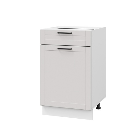 Шкаф нижний с ящиком ШН1Я 500 Корпус: ЛДСП белый 16мм; фасад: фрезеровка Диада, МДФ лофт крем 16 мм