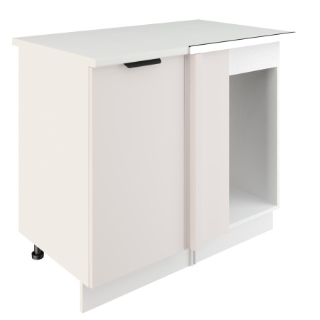 Шкаф нижний угловой  ШНУП 1000 Корпус: ЛДСП белый 16мм; фасад: фрезеровка Норд, МДФ софт даймонд 16 мм