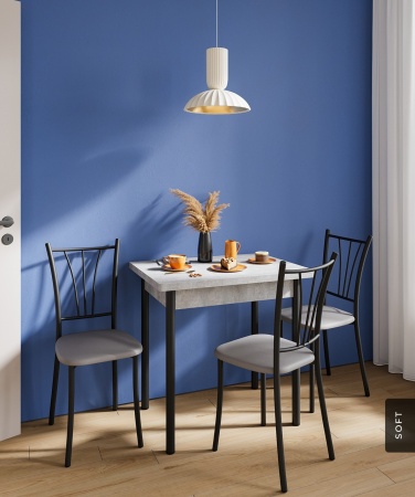 Стол ломберный Купер 780х580 (1160х780), раскладной, ЛДСП Цемент светлый / Черный