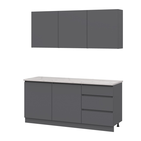 Кухня Айден 1,8 Серый графит / Серый графит