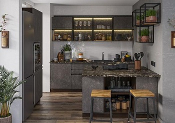 Модульная кухня Бруклин Бетон черный Модульная кухня Бруклин Бетон черный